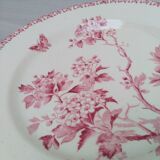 Cake dish on foot in iron earth of Gien model Pink hawthorn