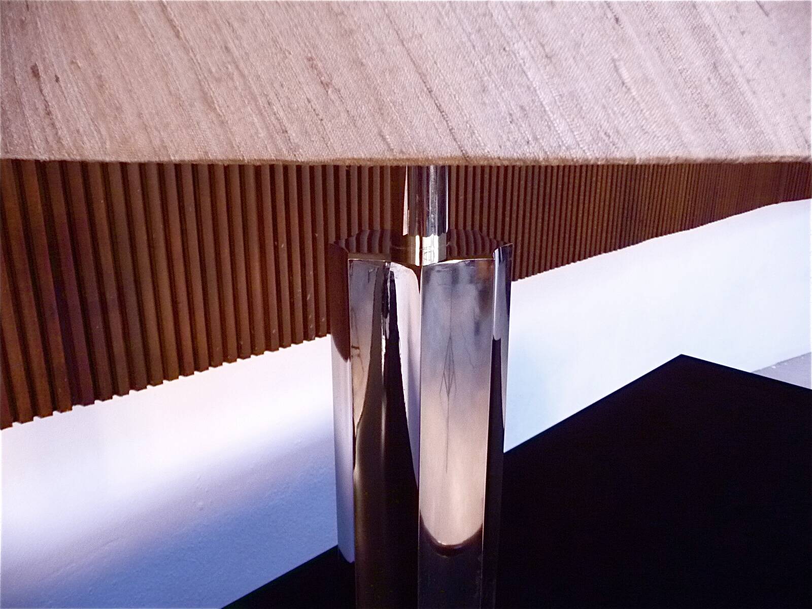 Set of 2 Brutalist Sculptural Chromed Metal Table Lamps, Italy 1960s