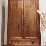 Vintage raw wood cabinet shelves and wardrobe