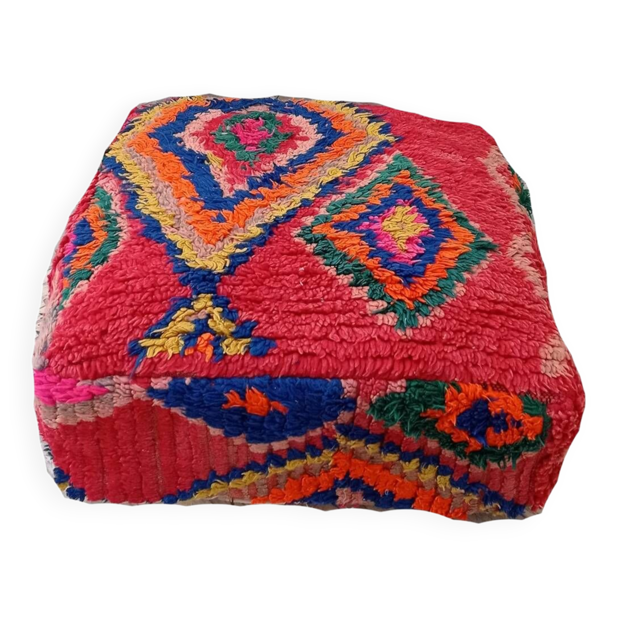 Handmade Berber pouf in wool 60 X 60 X 20 CM
