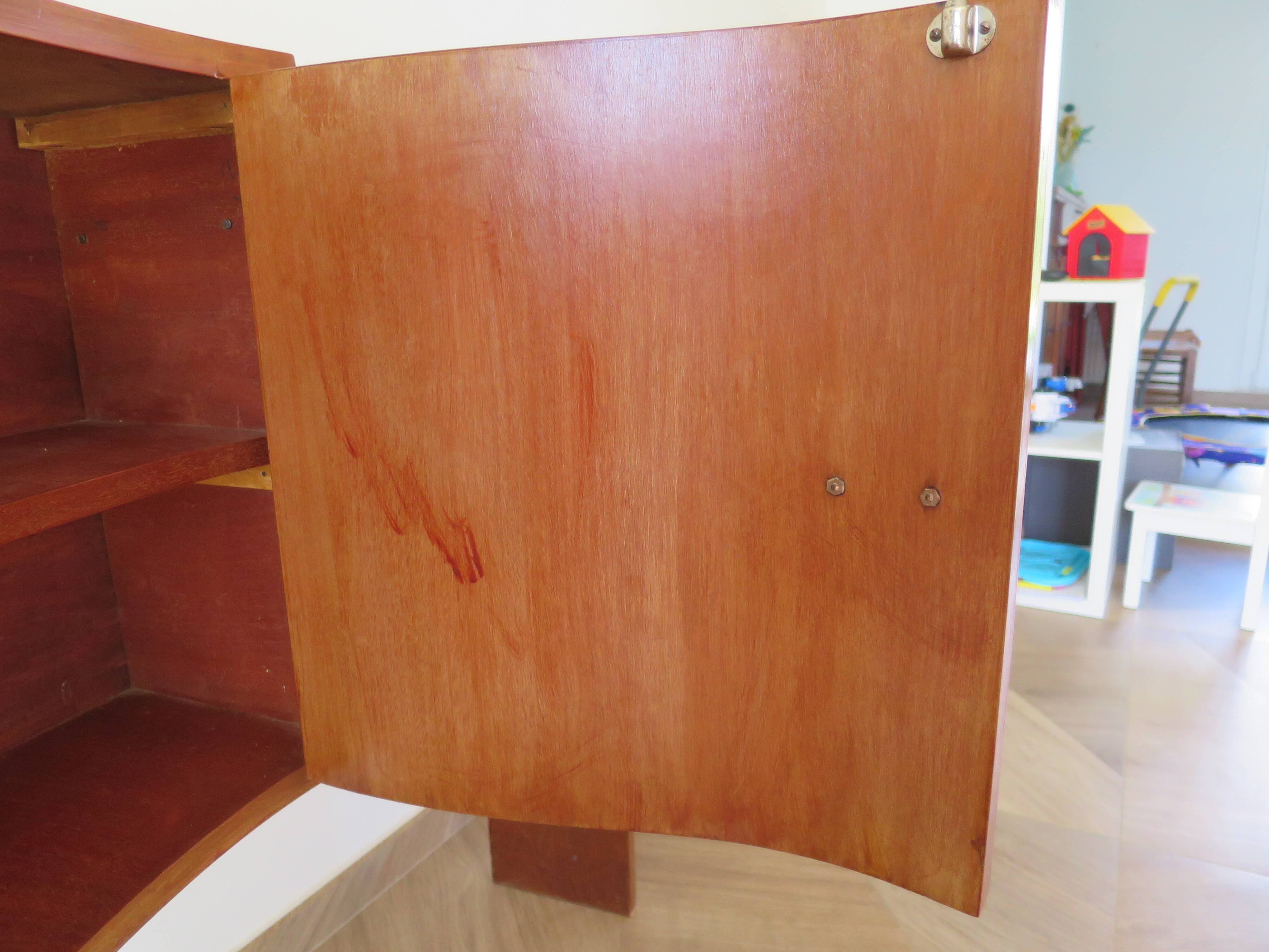 Headboard – console – sideboard – art deco – 2 doors – 2 niches in solid walnut e