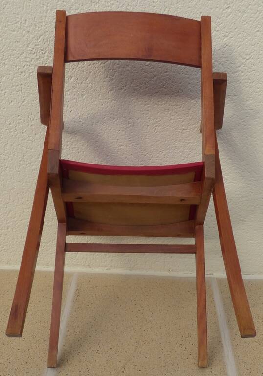 1950s design office chair with compass feet and red Sky seat