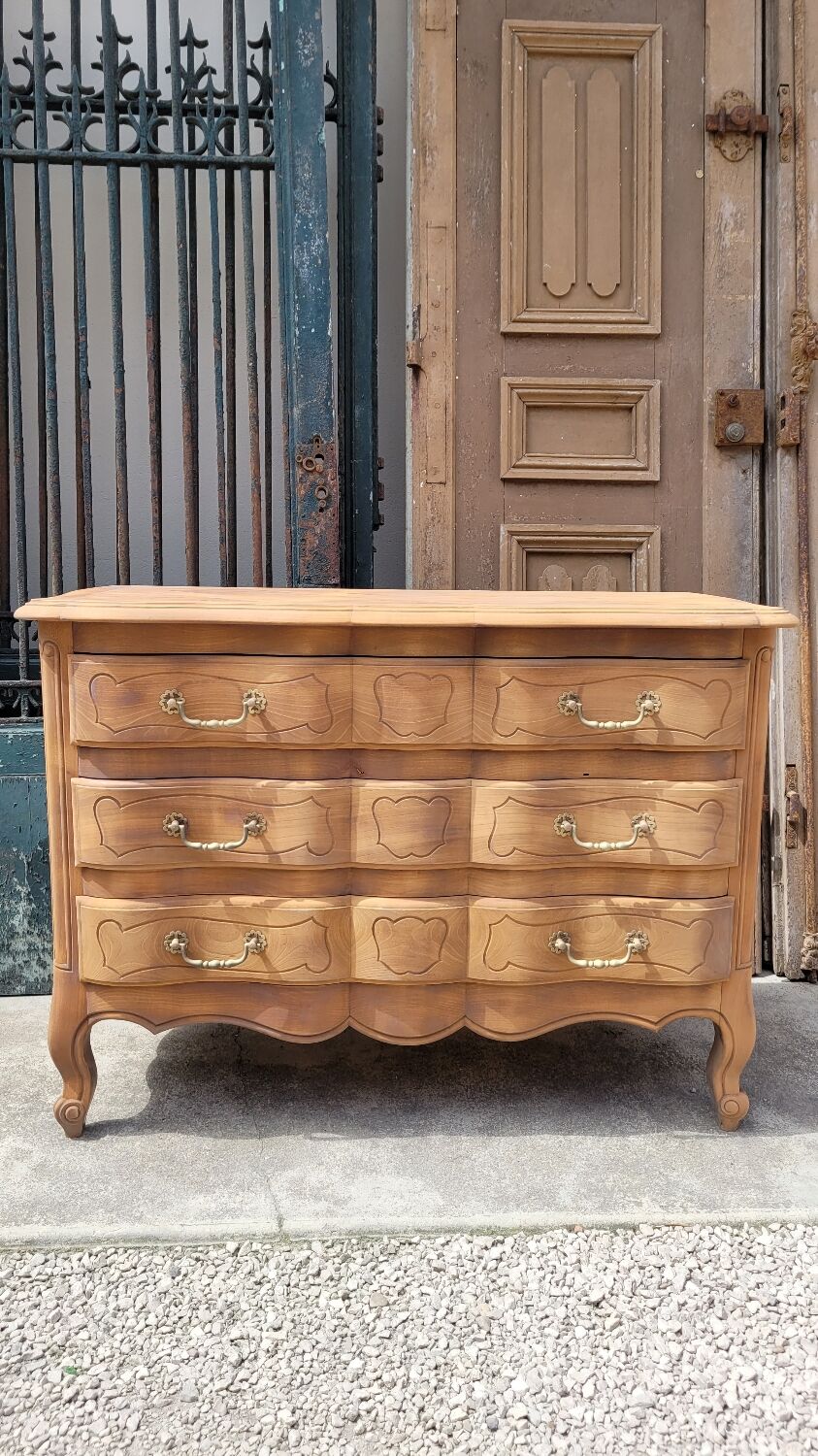 Louis xv style chest of drawers in pickled cherry
