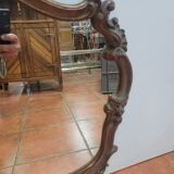 Miroir style Louis XV en chêne patiné doré 79×70cm