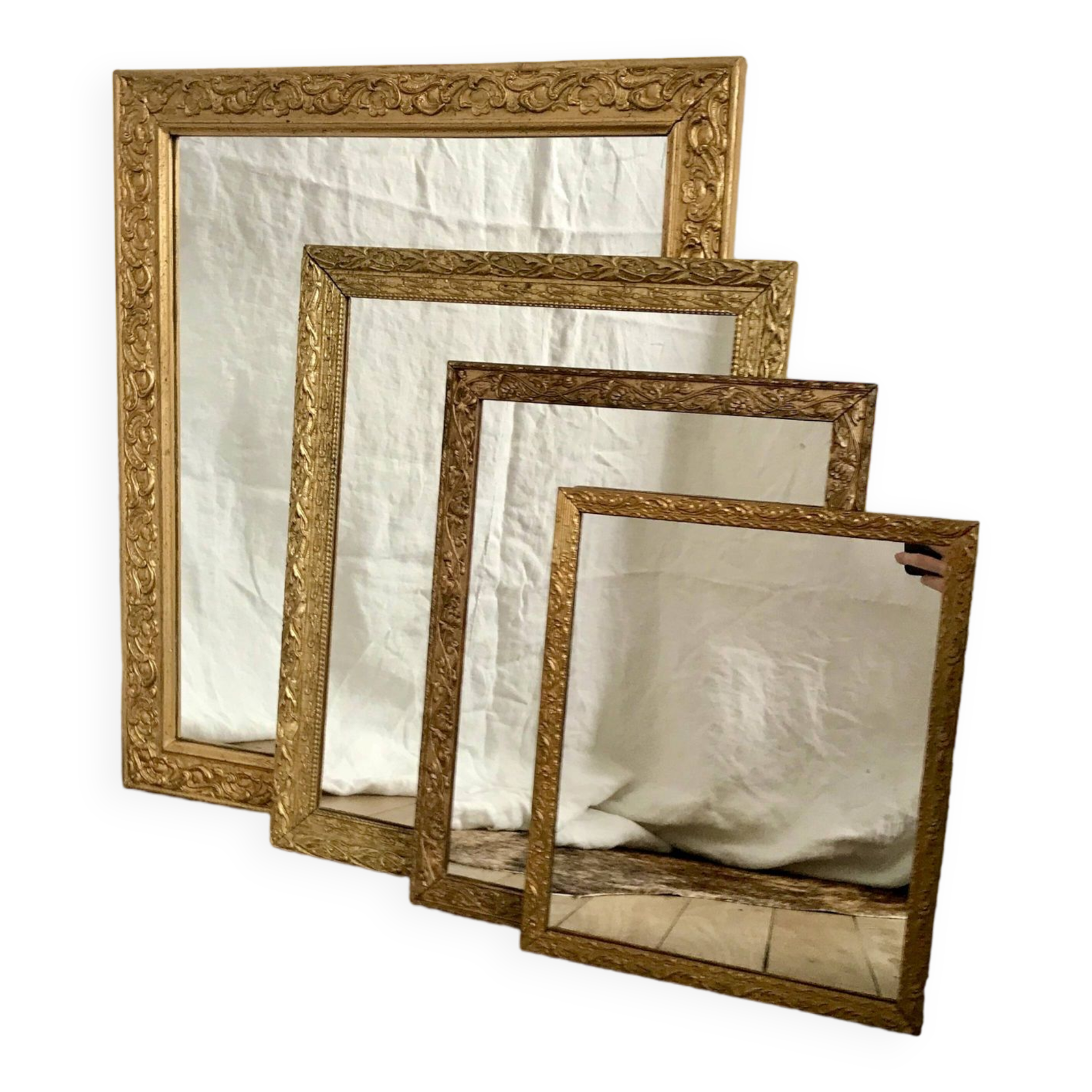set of 4 mirrors in wood and gilded stucco early 20th century