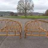 Old rattan bed pair
