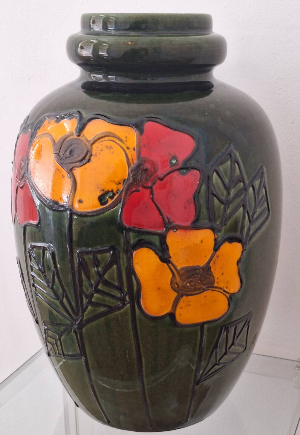 Brutalist large mid century ceramic floor vase, 1960s