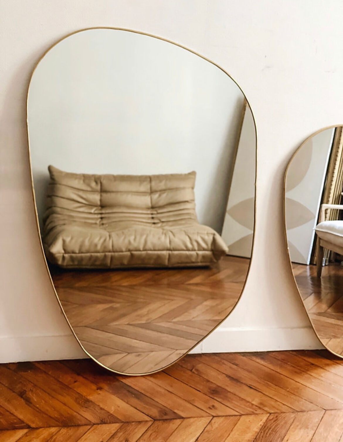 IRREGULAR TRAPEZE MIRROR ORGANIC GOLDEN BRASS MINIMALIST