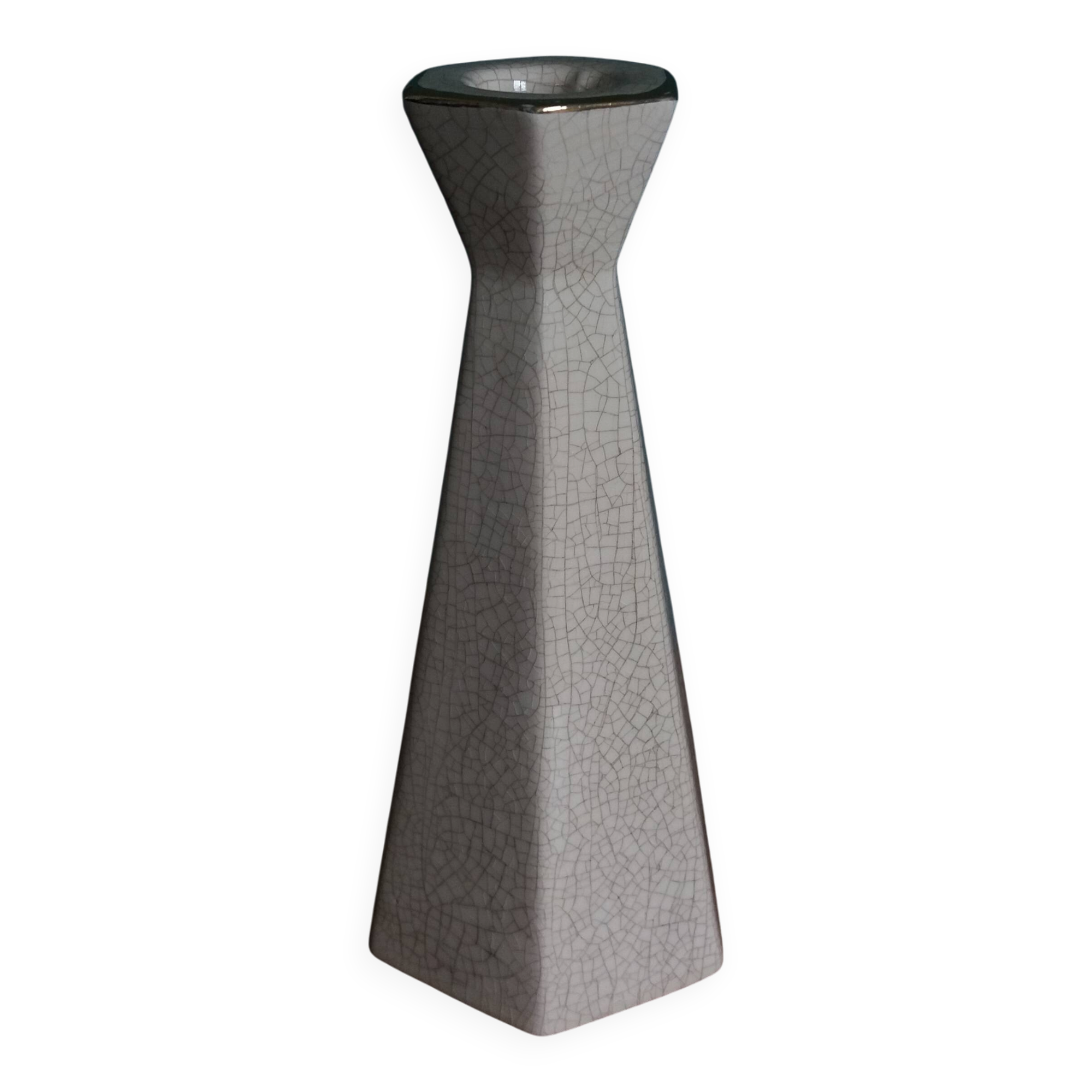Ceramic candlestick with crackled glaze and gilding, Art Deco