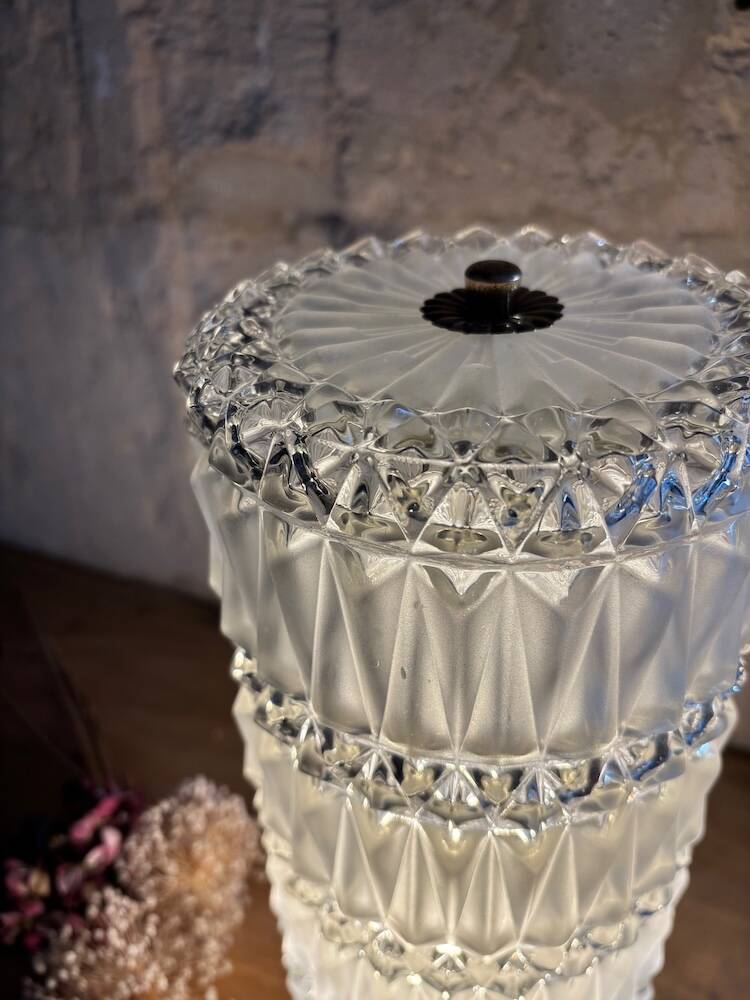 Vintage pressed glass column table lamp