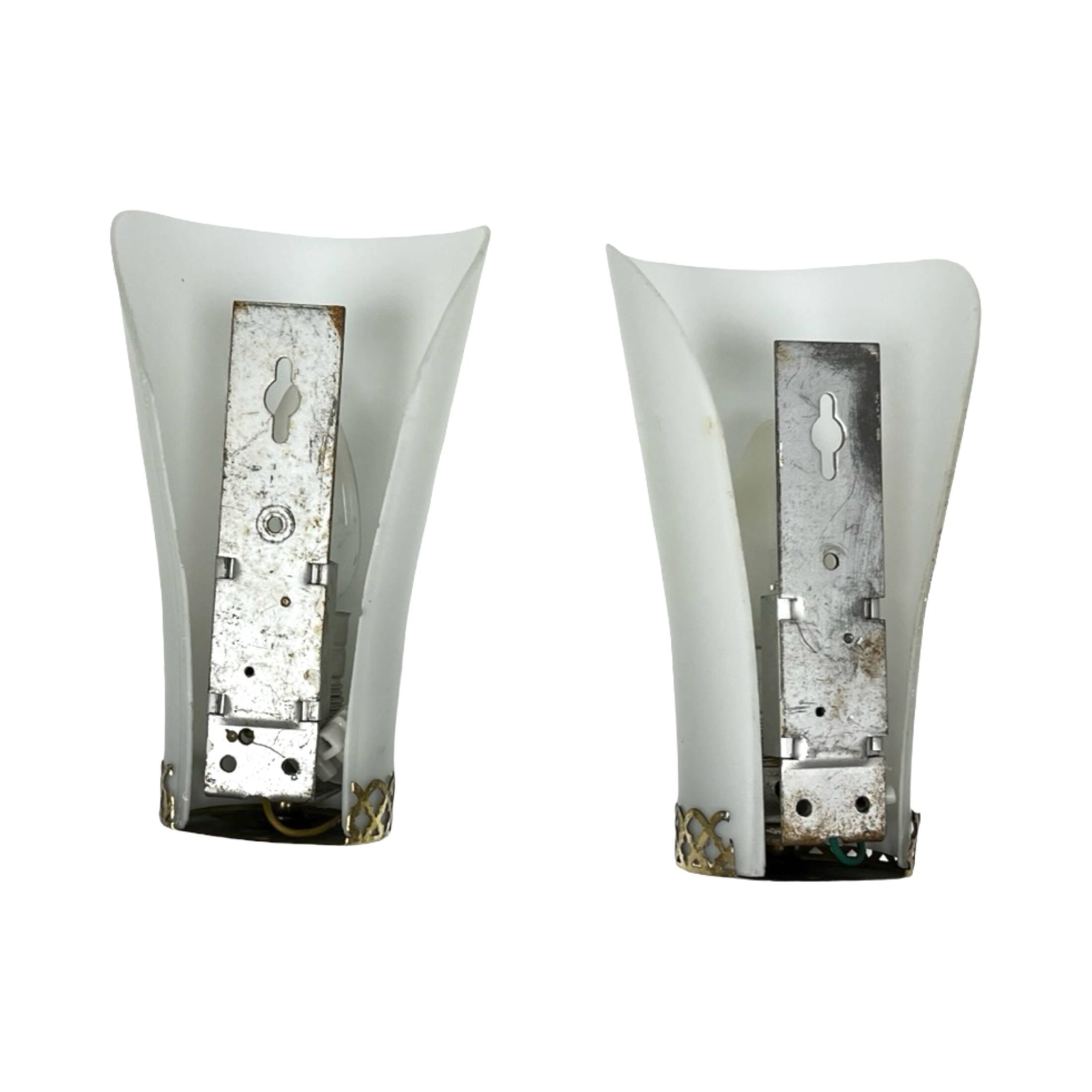 Pair of Doria Leuchten wall lamps, Hollywood Regency, Germany, 1970s.