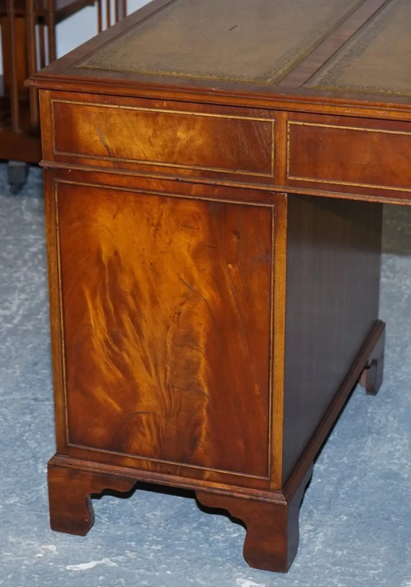 Vintage Green Hunter Leather Pedestal Desk by Bevan Funnell