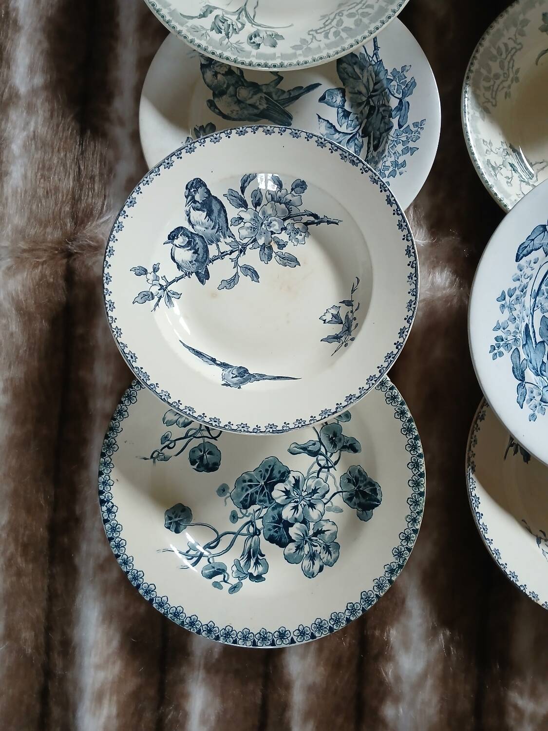 10 antique deep plates in ironstone