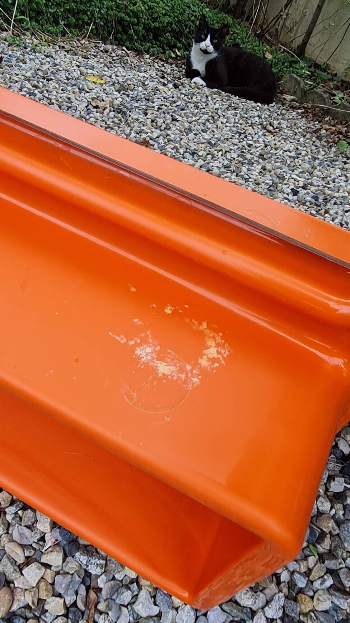 Vintage orange sixties molded plastic shelf mirror no shipping