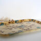 Fiber service tray, bird decorations, vintage