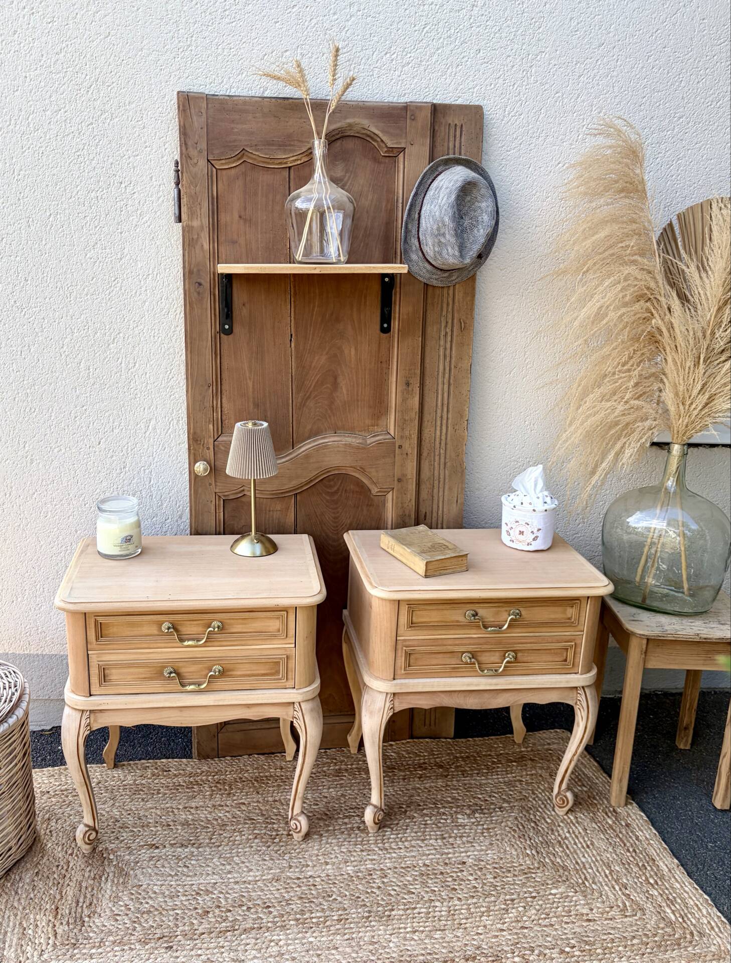 Table de chevet bois brut