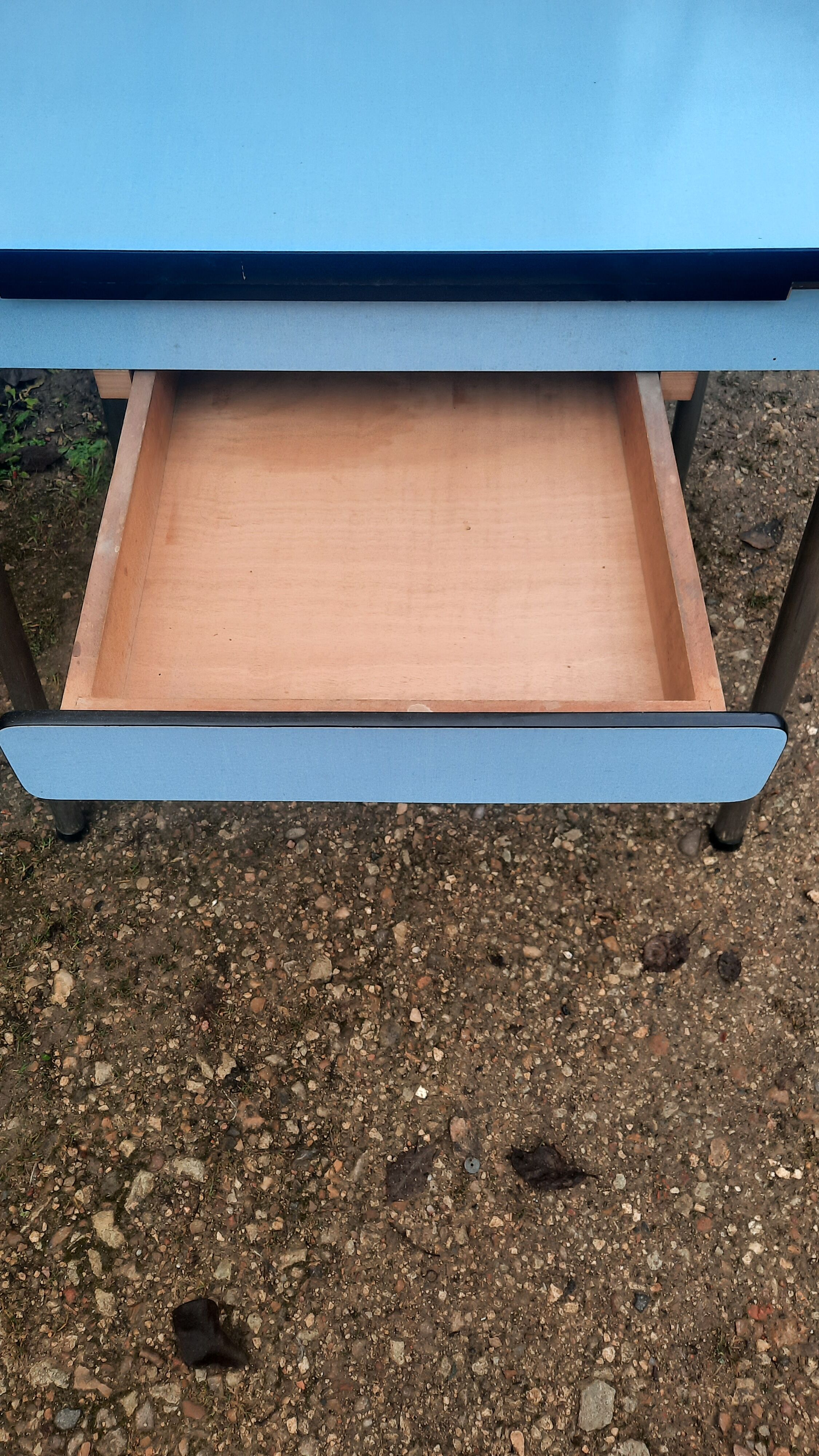 Blue formica table