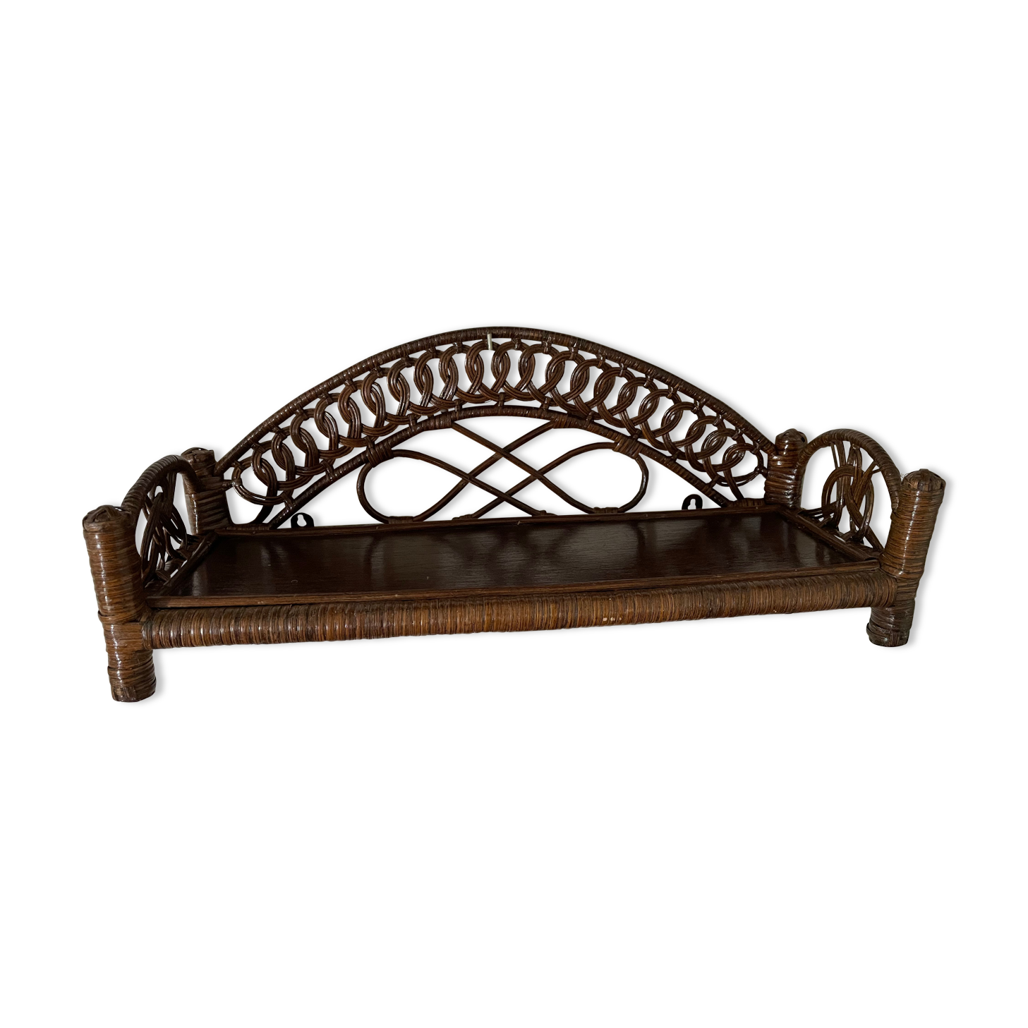 Brown rattan wall shelf