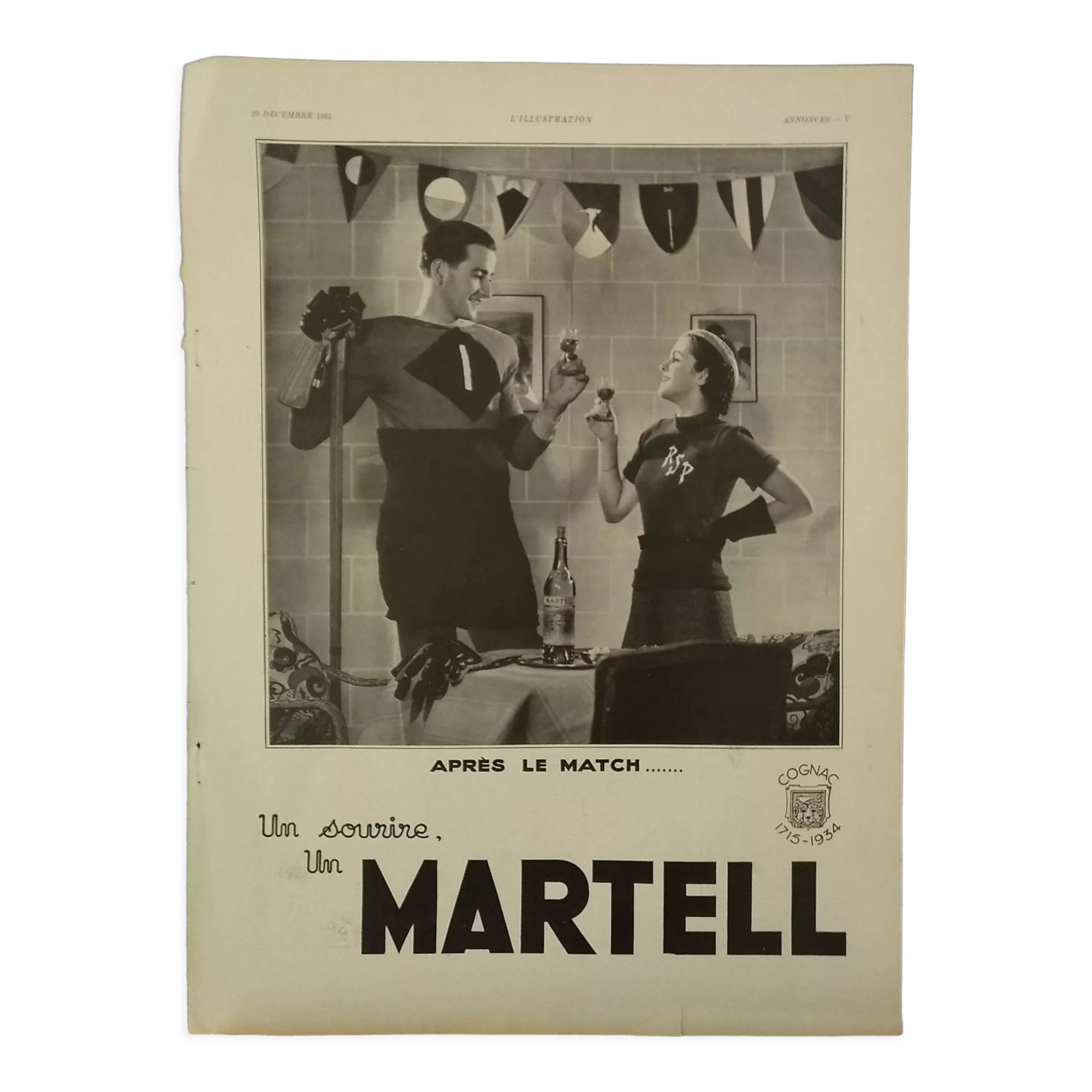 Publicité papier Cognac Martell année 1934