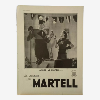 Publicité papier Cognac Martell année 1934