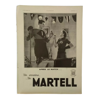 Cognac Martell paper advertisement from a period magazine in 1934