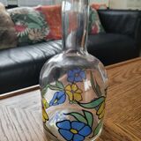 Carafe vintage verre peint AVIR