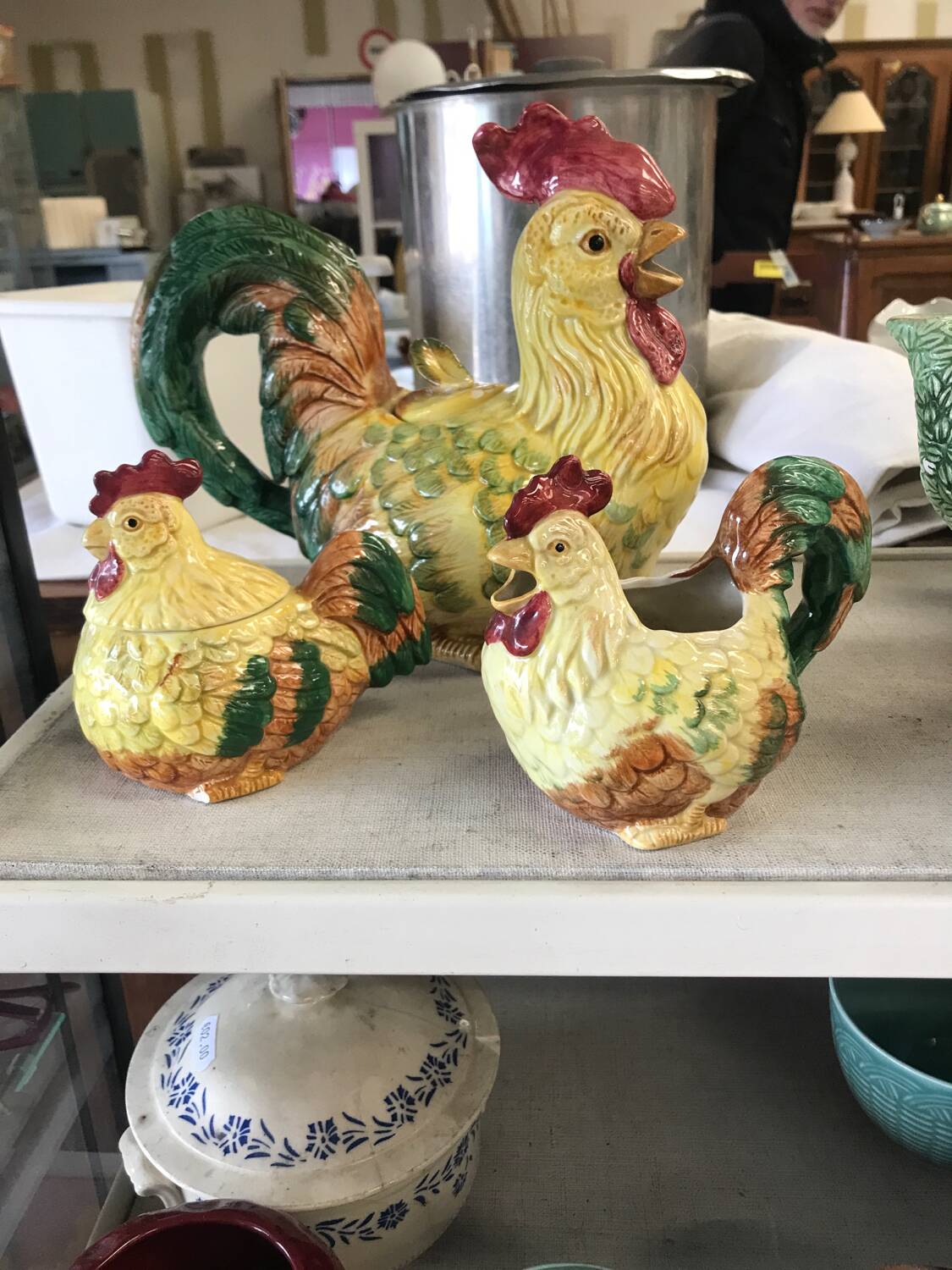 Set of candy and sugar boxes in slipware.