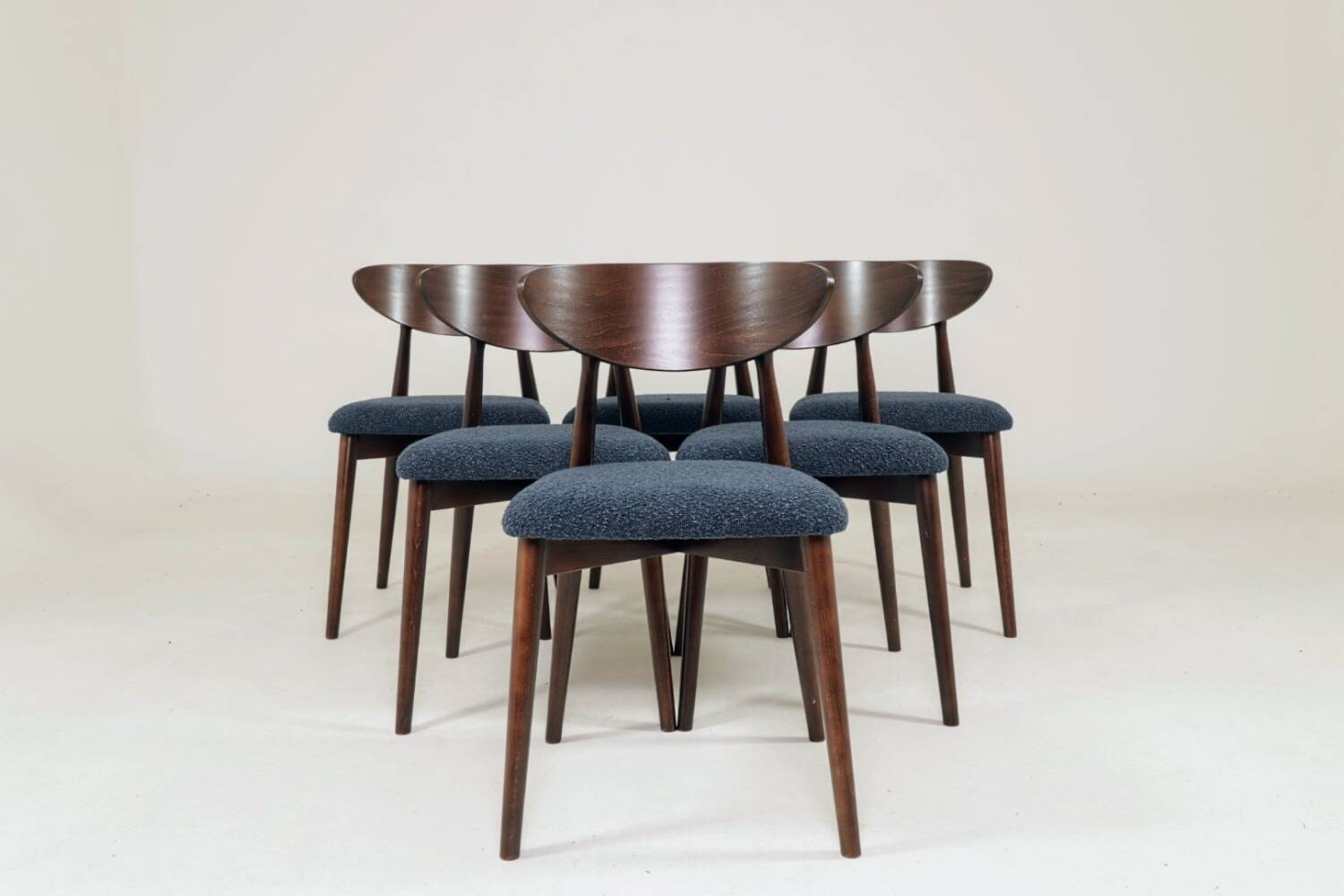 Chaises de salle à manger bouclé bleu marine lot de 6