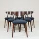 Chaises de salle à manger bouclé bleu marine lot de 6