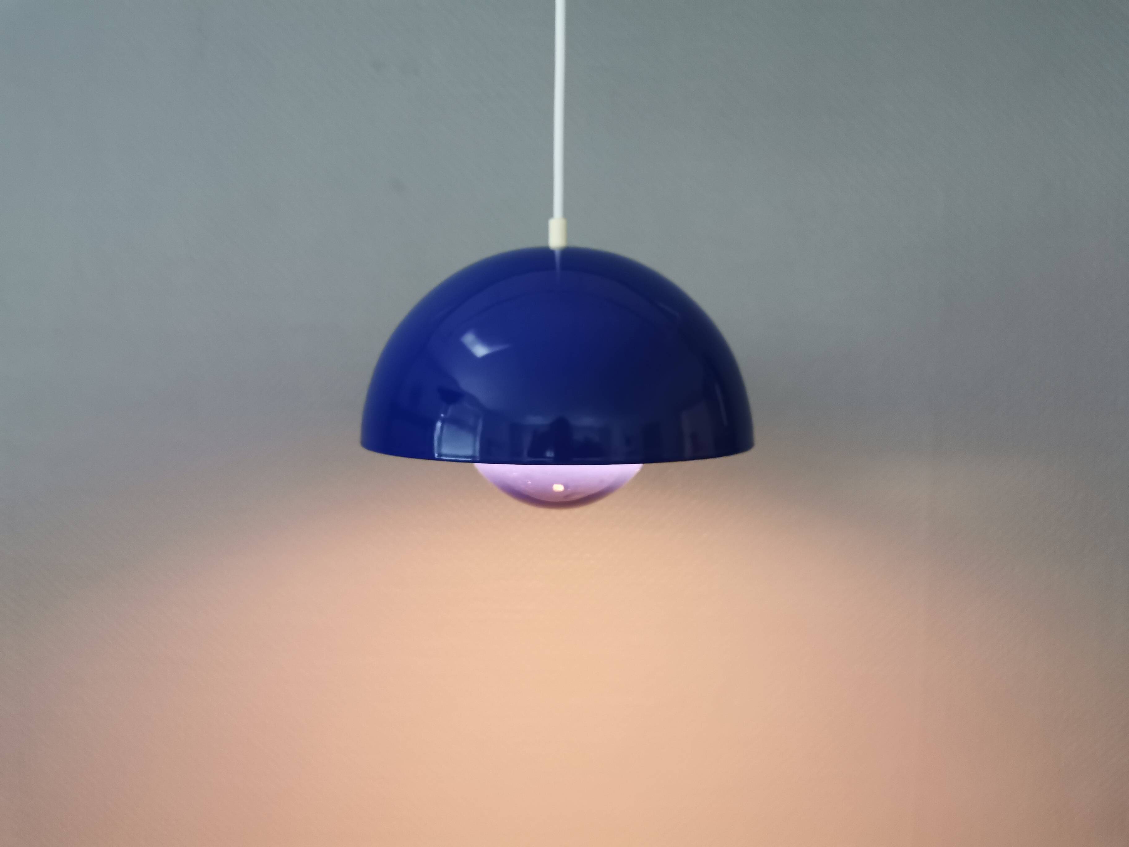 Vintage Verner Panton Flowerpot VP1 Enamel Hanging Lamp, Danish Design