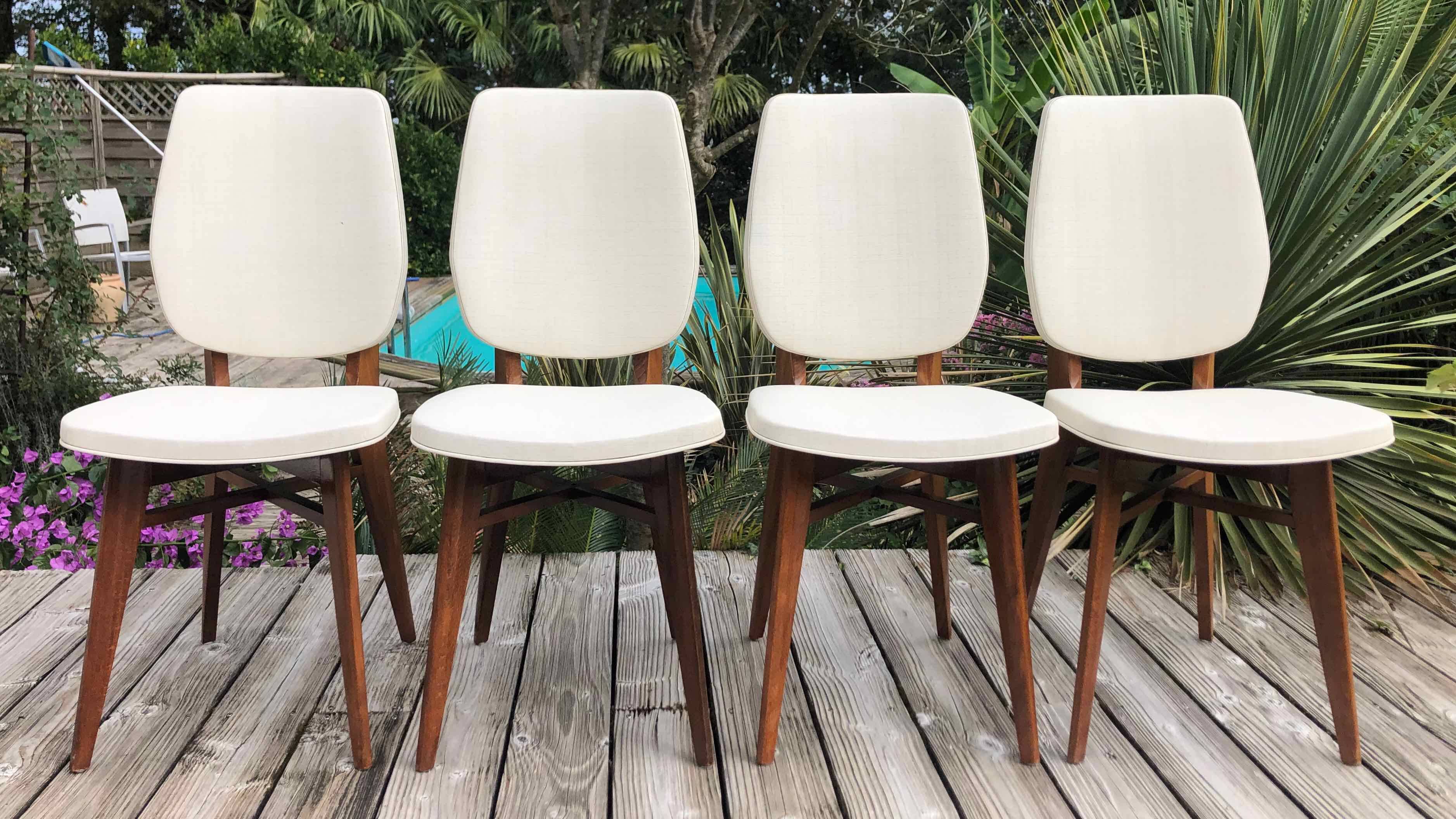 4 chaises en teck design 1960