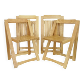 Lot de 4 chaises Pliante Vintage en bois clair