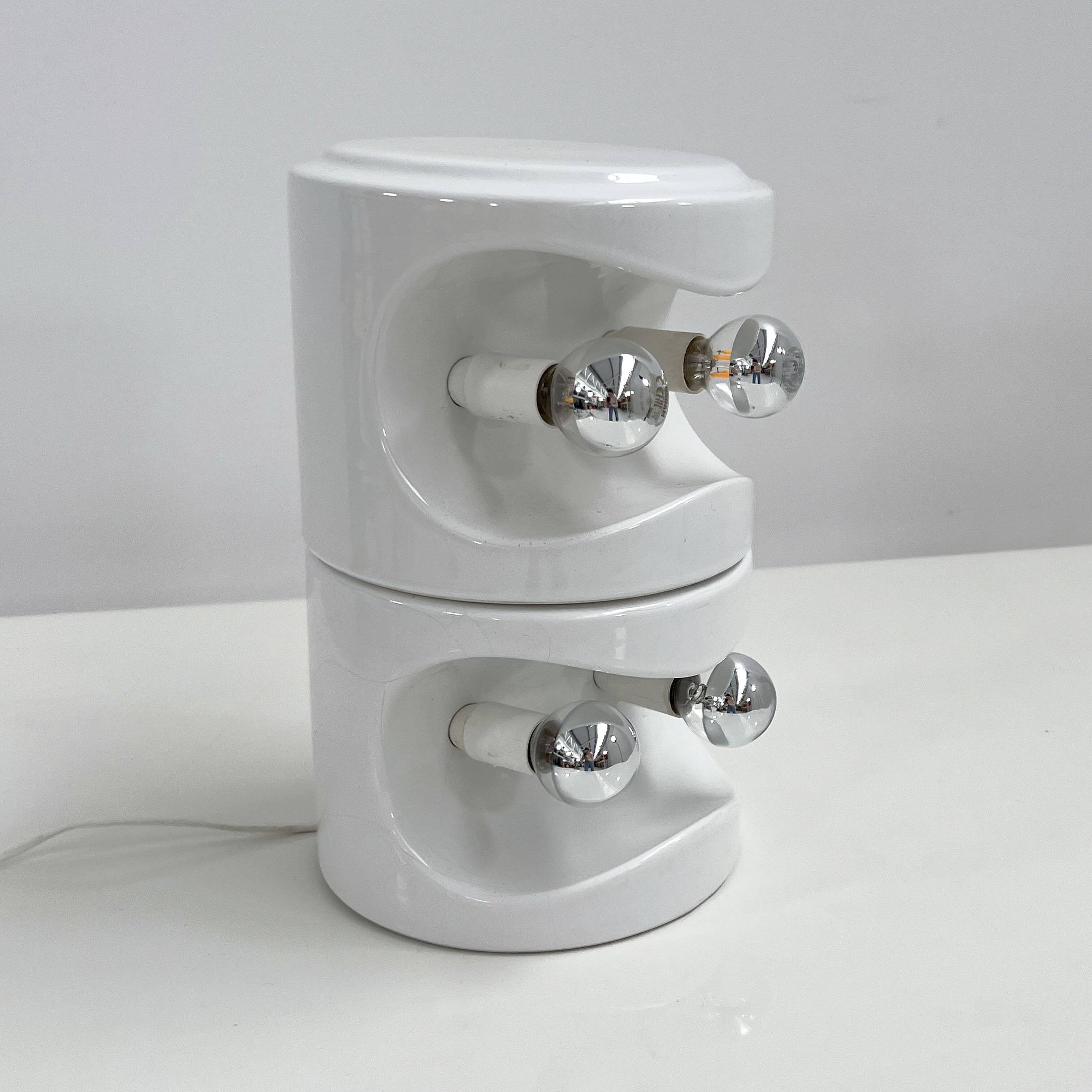 Pair of white ceramic table lamps by Perdomello, 1970.