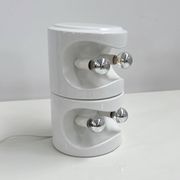 Pair of white ceramic table lamps by Perdomello, 1970.