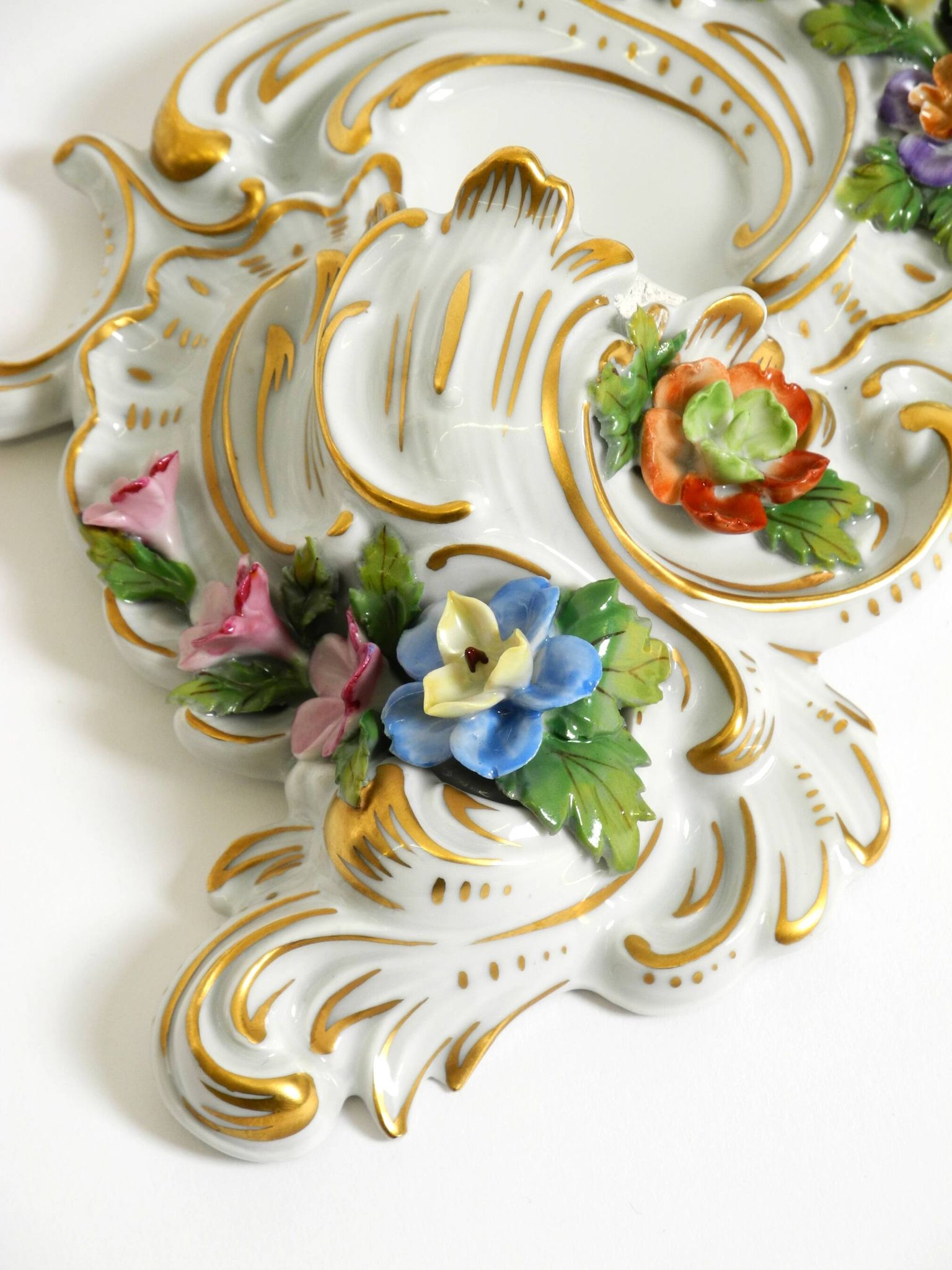 Beautiful hand-painted Mid Century porcelain wall lamp