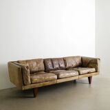Danish Mid Century Three Seater Brown Sofa "V11" by Illum Wikkelsø, 1960s
