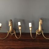 Pair d swans solid brass wall light