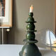 Large sculptural Moroccan candlestick in green Tamegroute ceramic.
