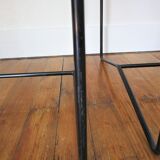 Pair of perforated metal steel chairs from the 80s