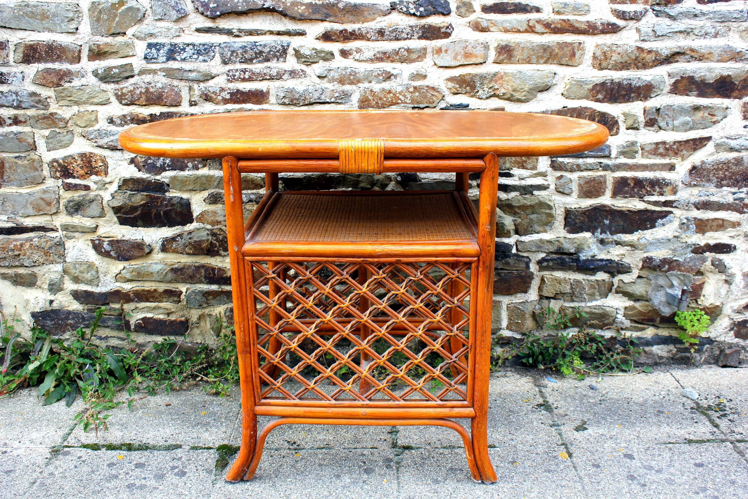 Vintage rattan bar cabinet from the 70s