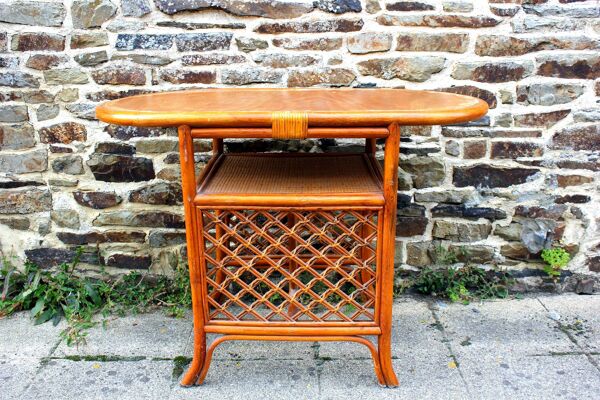 Meuble bar en rotin vintage année 70
