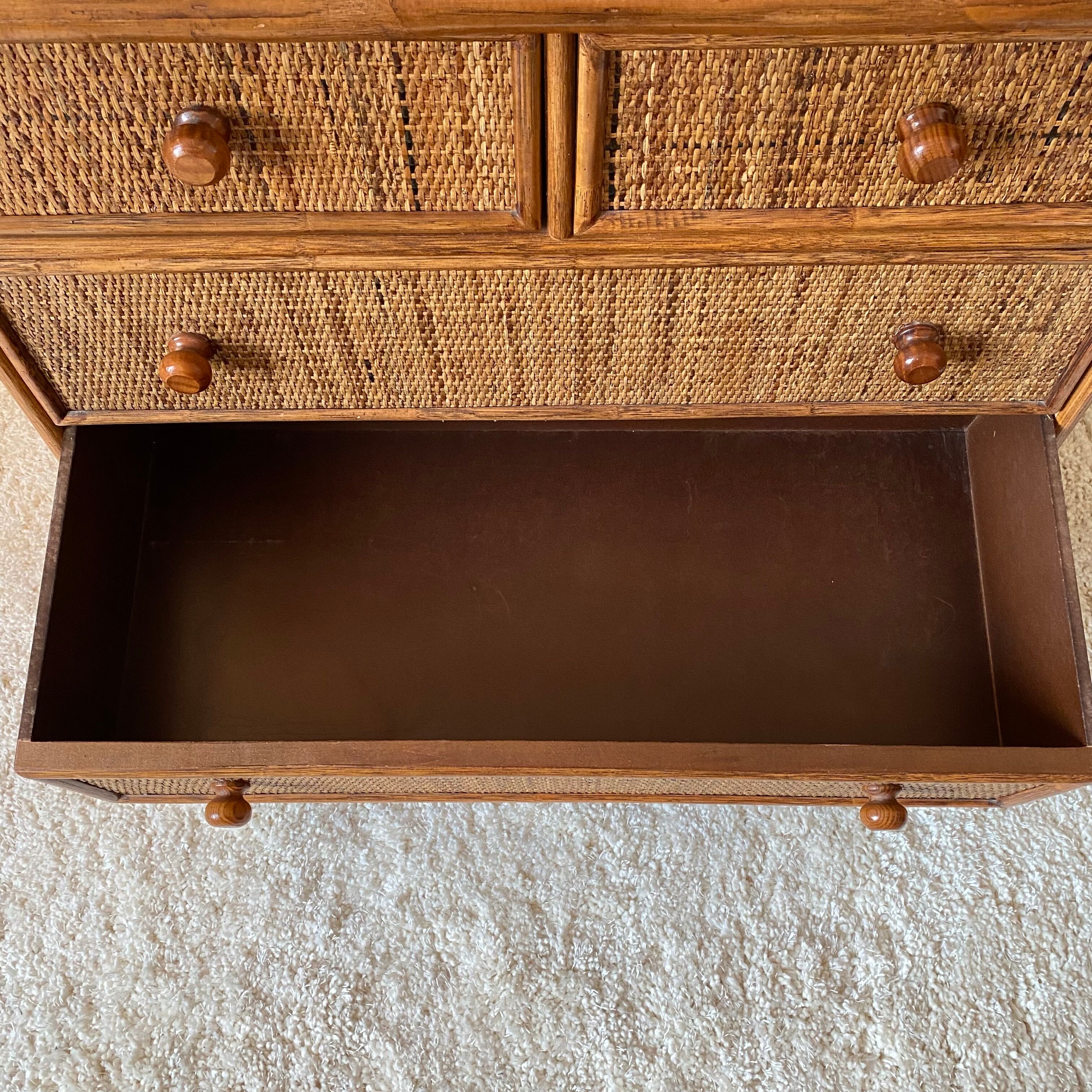 Vintage rattan chest of drawers