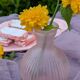 Vintage frosted pink glass vase (satin) — single flower holder