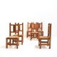 Set of Eight Handmade Solid Oak Chairs, 1970s