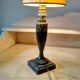 Turned wooden bedside lamp painted art deco style