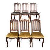 Ensemble de 6 chaises Régence. Chêne massif.