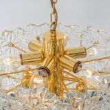 Chandelier in gilded brass and crystal glass, Germany, 1970s