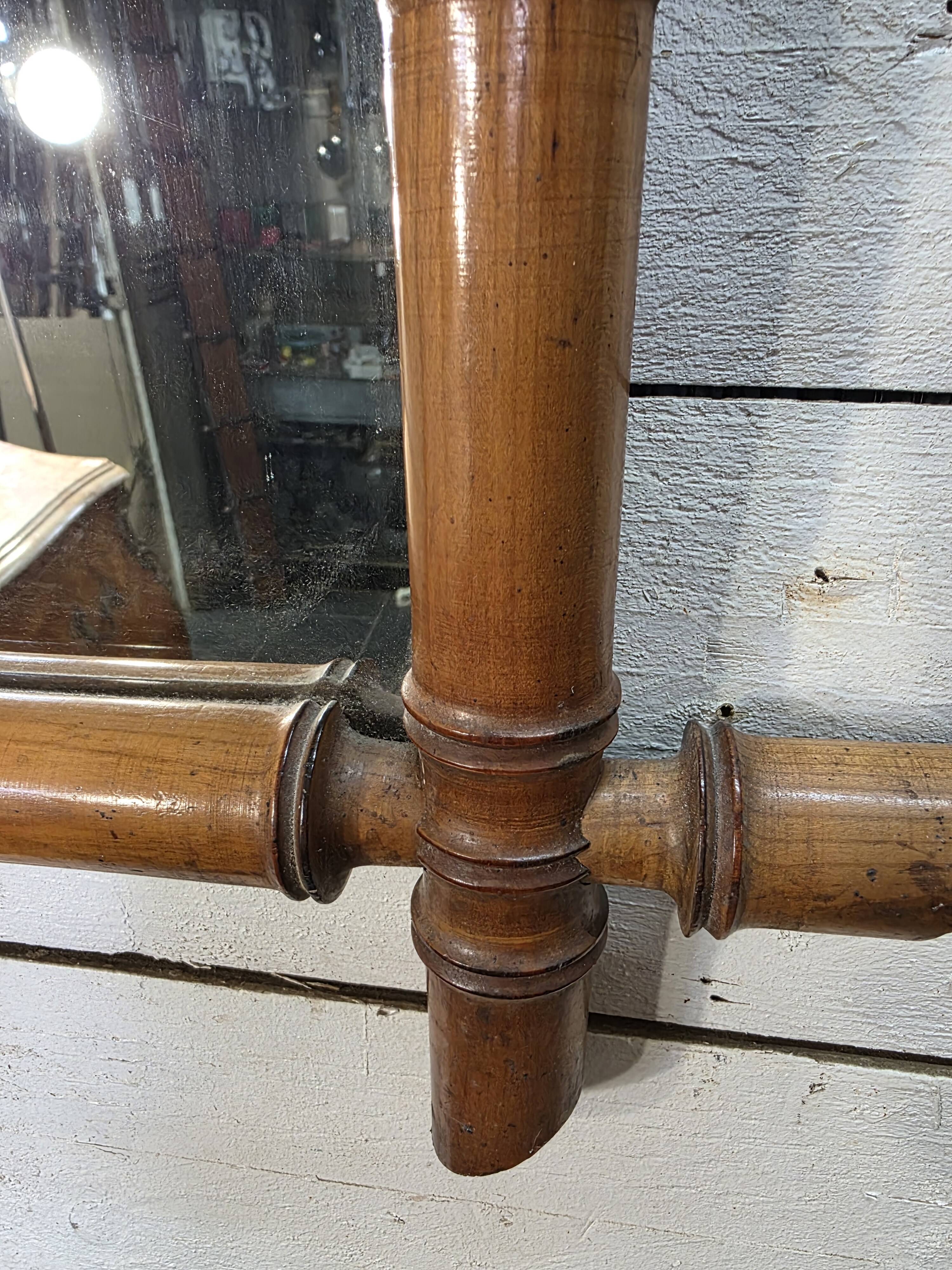 Large cherry wood bamboo mirror 100×76cm