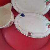 2 raviers avec 1 saucière peintes main Hamage France.Modéle Mathilde.