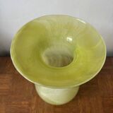 Yellow glass vase, hand-painted using the cold technique
